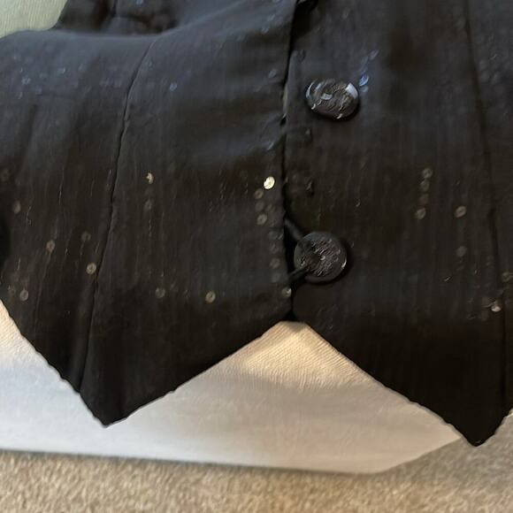 Top Vest -halter sequin black wear alone or over blouse - backless except - Picture 5 of 6